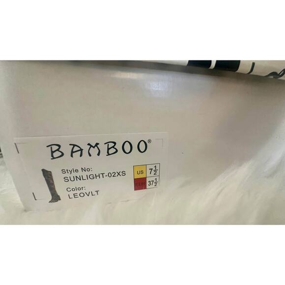 NIB: Bamboo leopard print; over the knee; heels; open toe - Picture 7 of 7